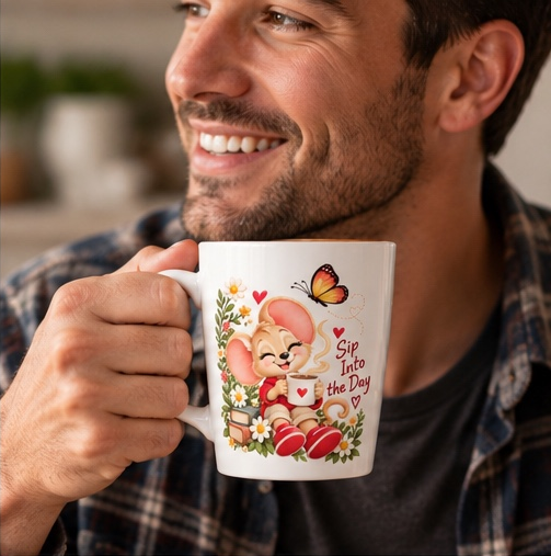 Mouse “Sip Into the Day” 12oz latte mug, view 2