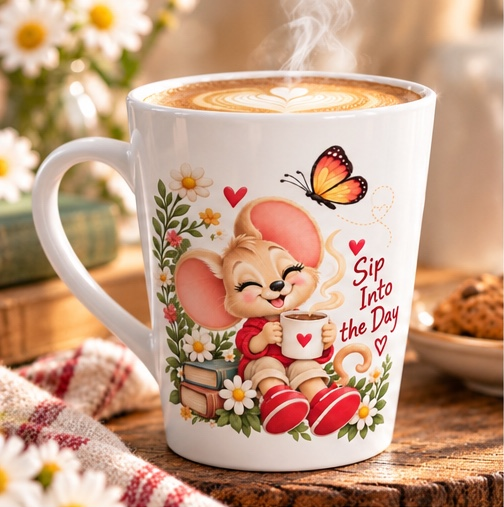 Mouse “Sip Into the Day” 12oz latte mug, view 4