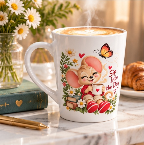 Mouse “Sip Into the Day” 12oz latte mug, view 3