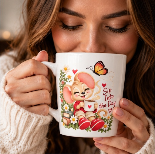Mouse “Sip Into the Day” 12oz latte mug, view 5