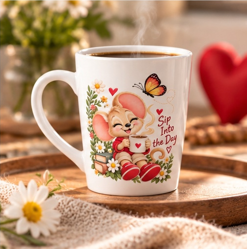 Mouse “Sip Into the Day” 12oz latte mug, view 6