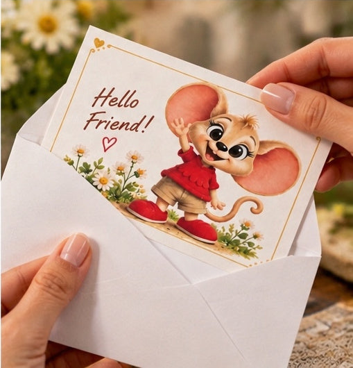 “Hello Friend” mouse greeting card, view 5