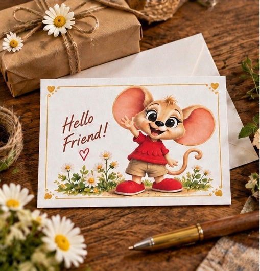 “Hello Friend” mouse greeting card, view 6