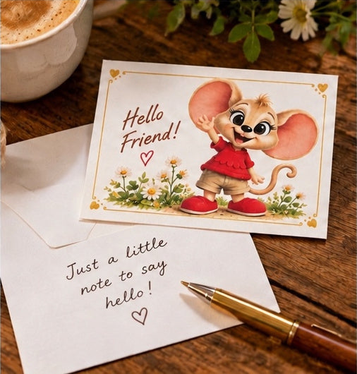 “Hello Friend” mouse greeting card, view 3