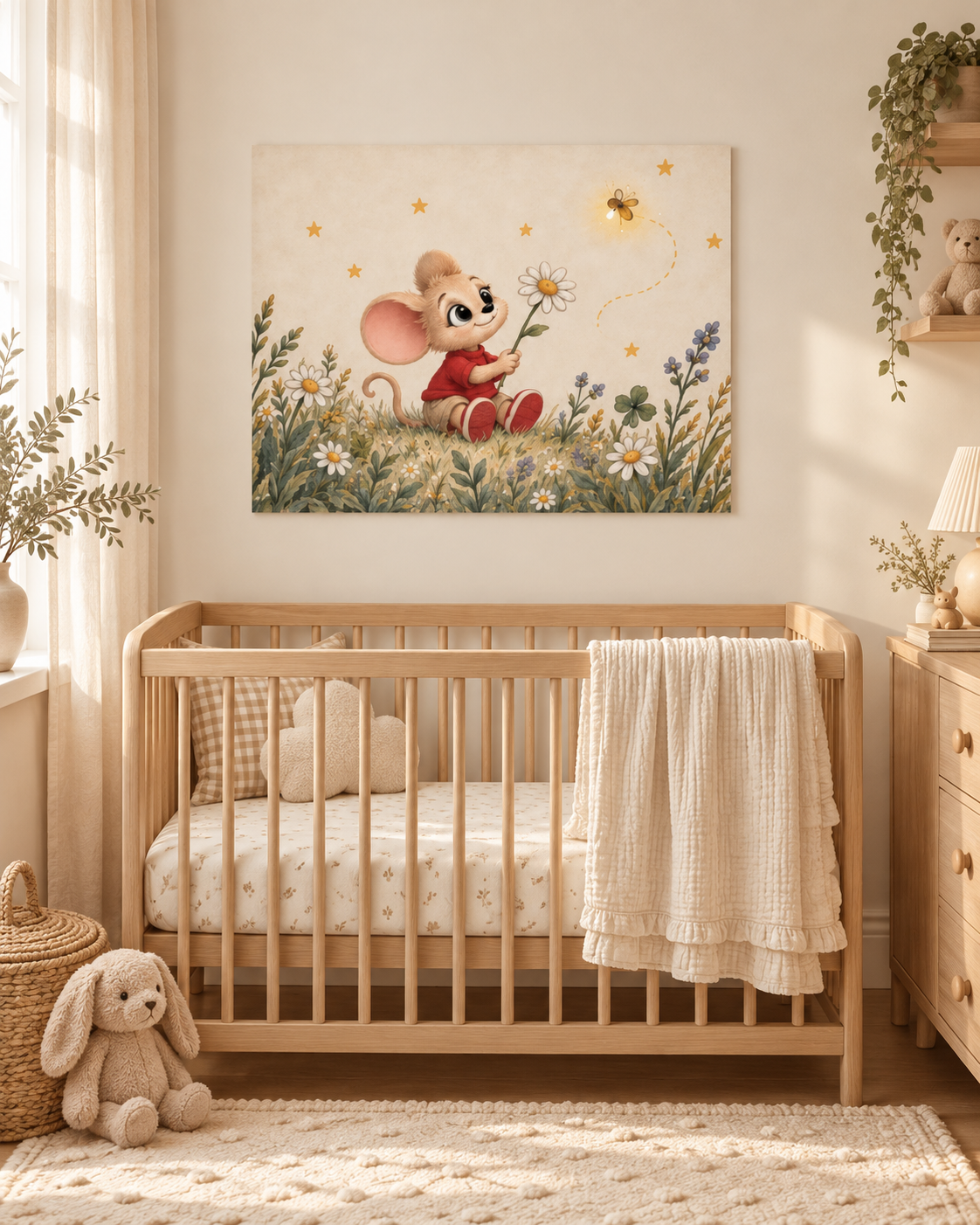 Cute Mouse Wildflower Meadow Textured Watercolor Matte Poster