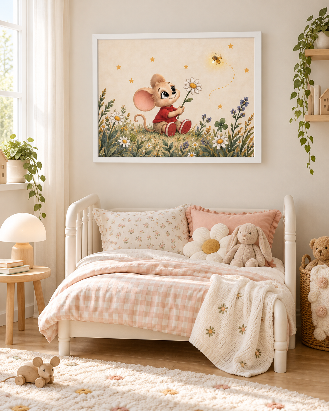 Cute Mouse Wildflower Meadow Textured Watercolor Matte Poster