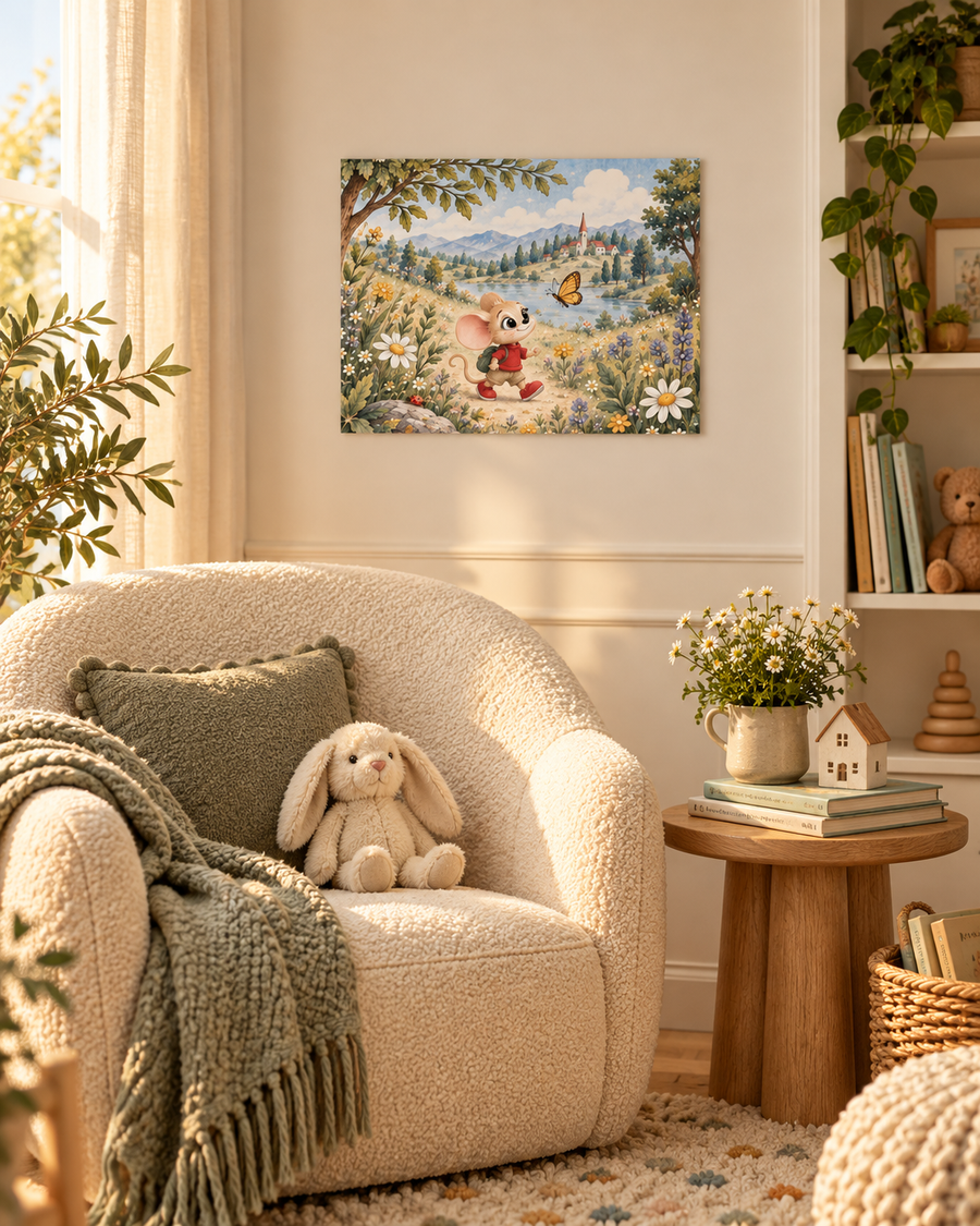 Whimsical Mouse Meadow Fine Art Poster