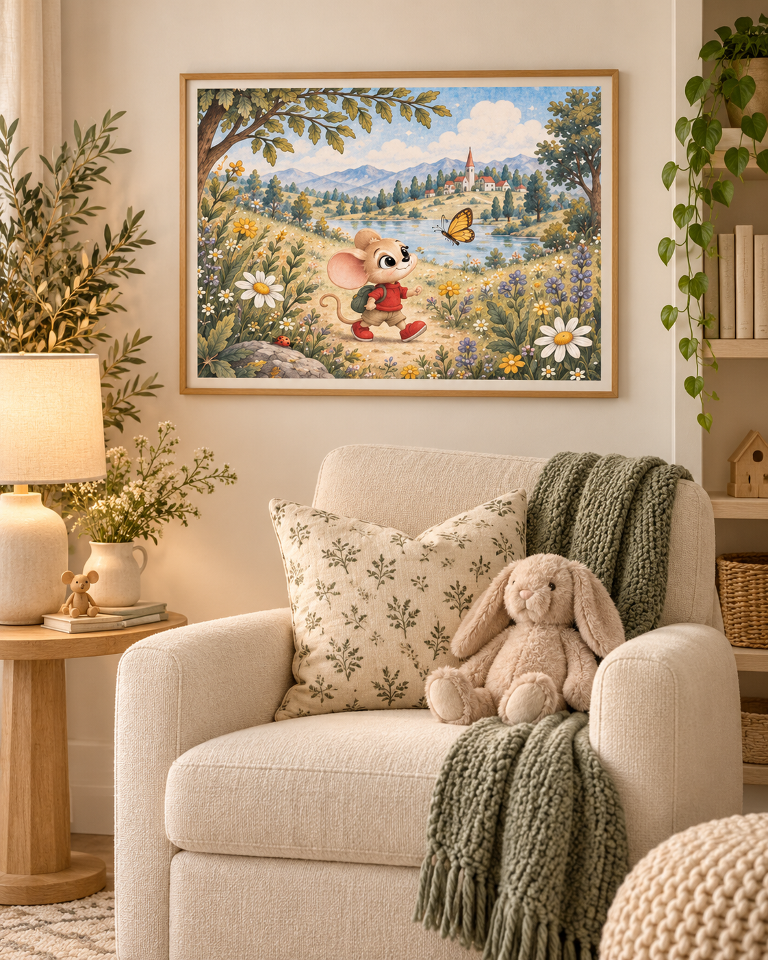 Whimsical Mouse Meadow Fine Art Poster