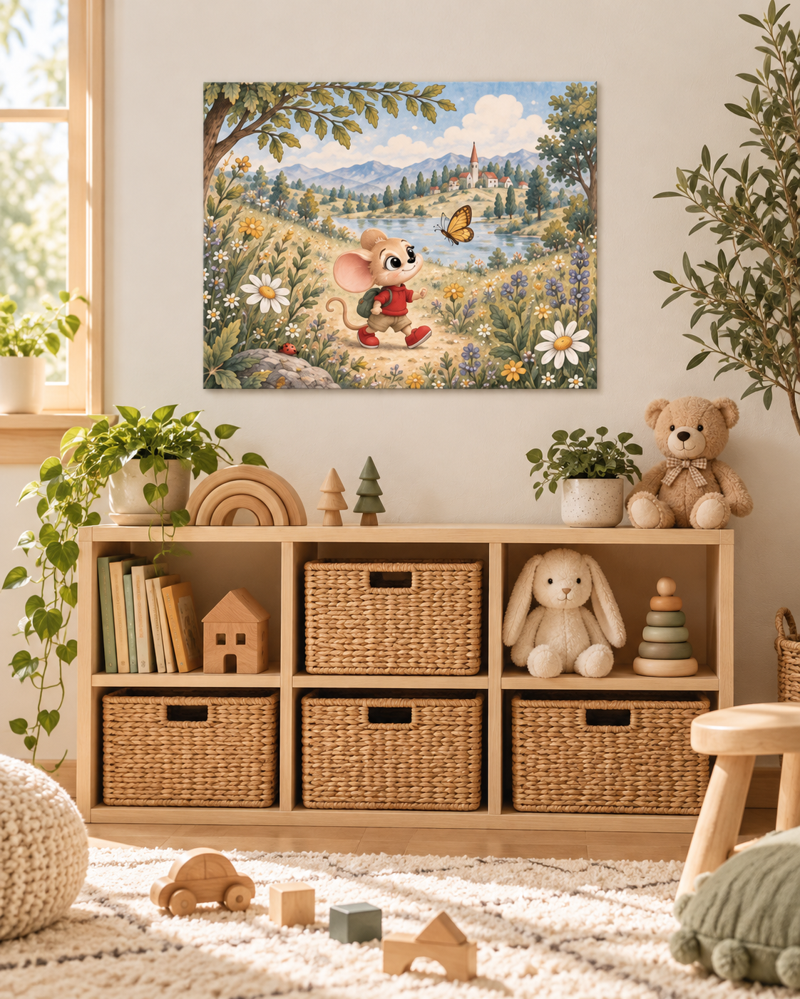 Whimsical Mouse Meadow Fine Art Poster